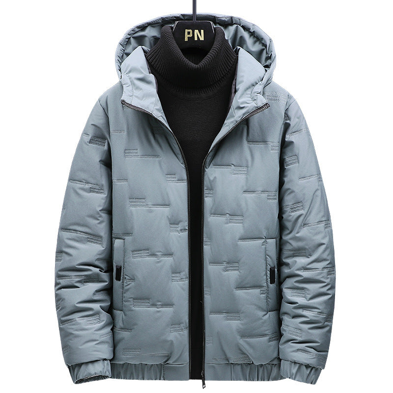Men's padded hooded jacket with quilted structured pattern and high-closing zipper Chichicherry