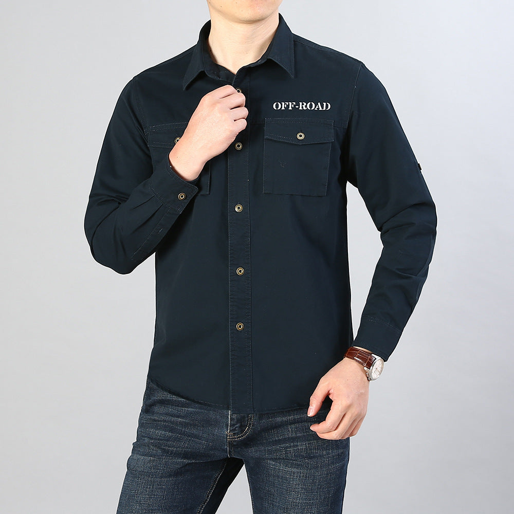 Men's military shirt with chest pockets, sleeve roll function and off-road print Chichicherry