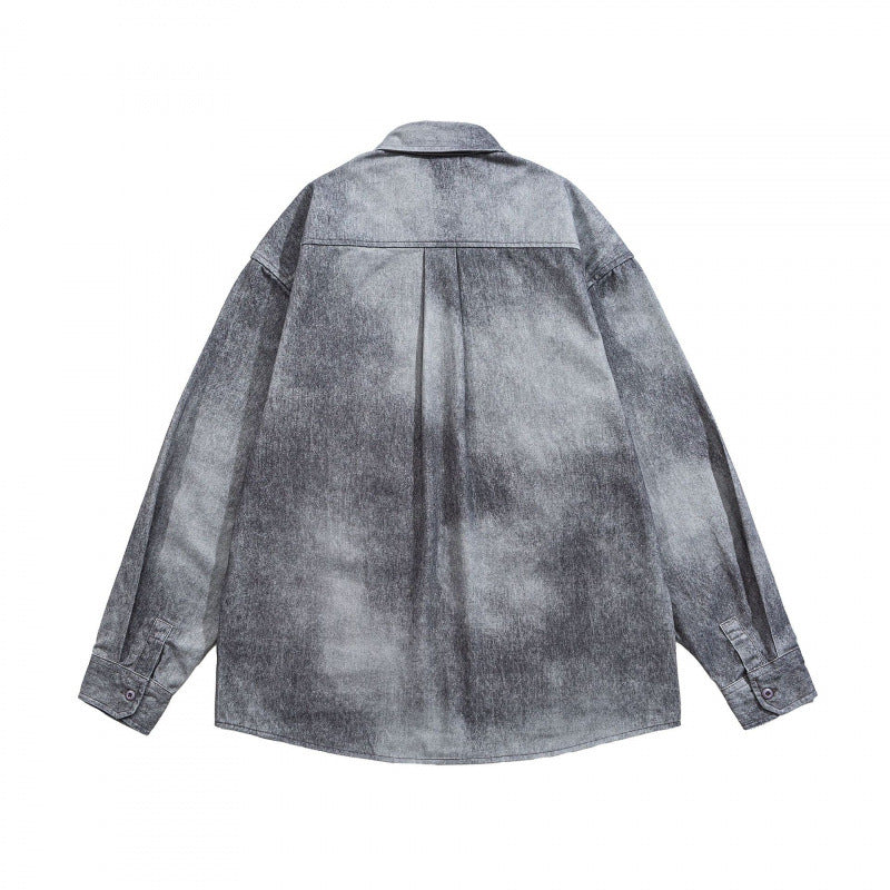 Unisex Oversize Cotton Shirt with Washed Effect and Patch Chest Pocket Chichicherry