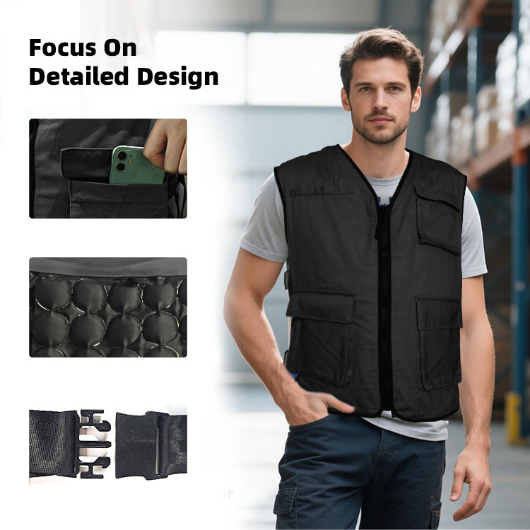 Unisex nan cooling gel vest with removable cooling pads and adjustable side buckles Chichicherry