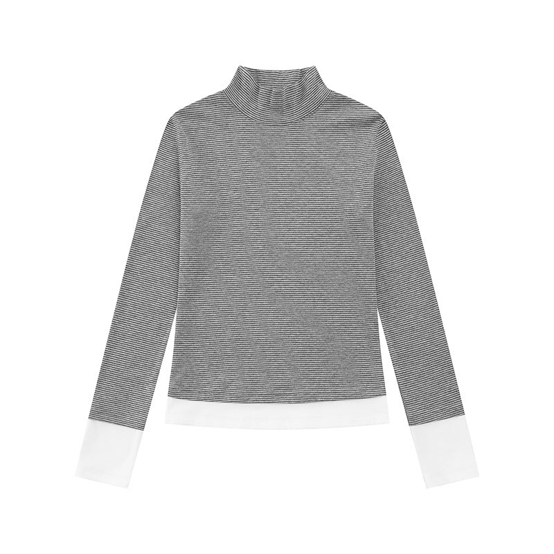 Women's turtleneck long-sleeve shirt with contrast finishes Chichicherry