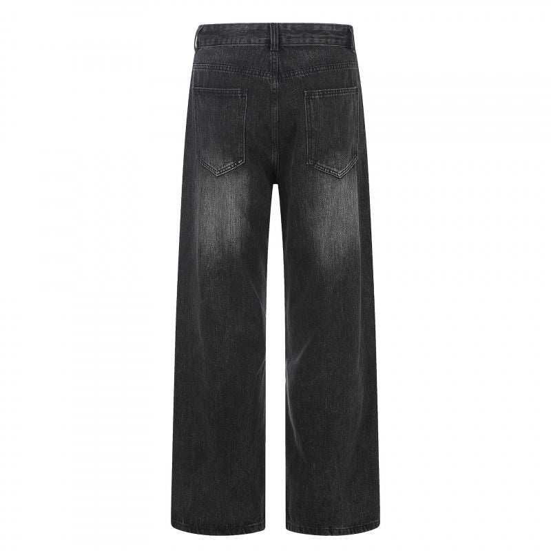 Ladies High-Cut Wide Denim Jeans with Wide Leg and Vintage Wash Chichicherry
