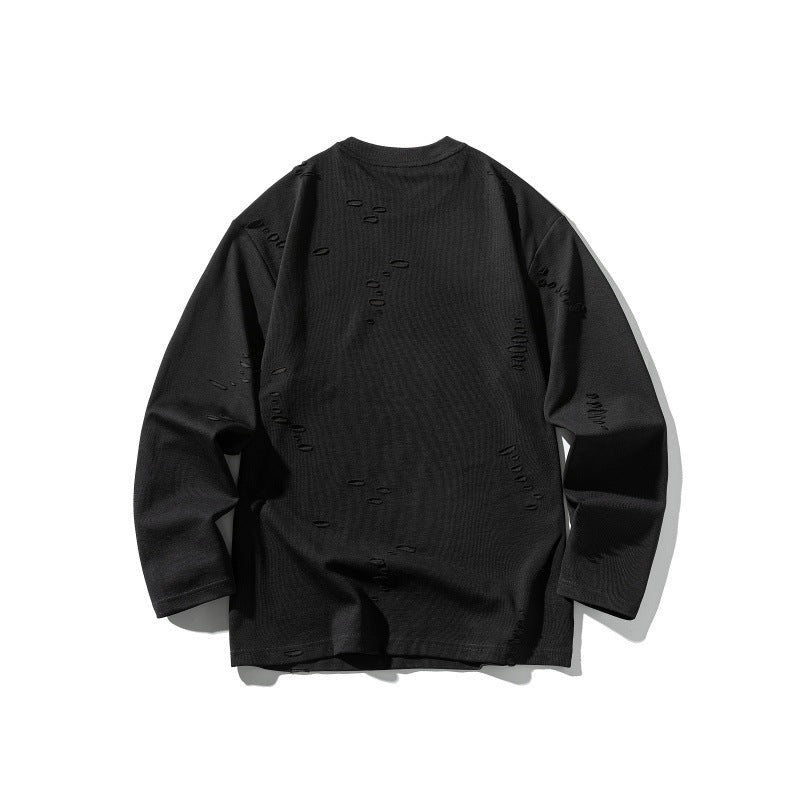 Unisex Oversize sweatshirt made of heavy cotton blend with distressed effect and fine waffle texture Chichicherry