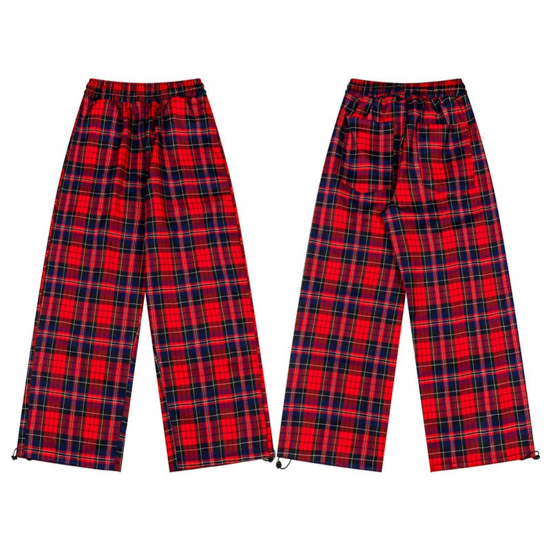 Ladies Checked Palazzo Loungewear Pants with High Comfort Waistband and Adjustable Hem Chichicherry