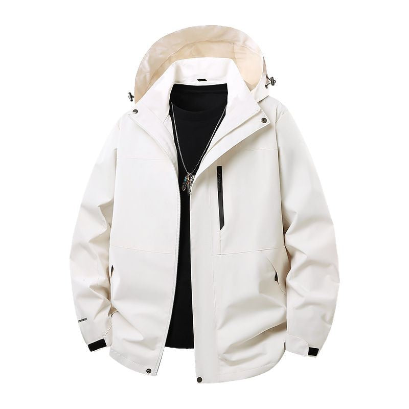 Men's Technical Softshell Rain Jacket with Taped Seams, Adjustable Hood and Water-Repellent Zippers Chichicherry