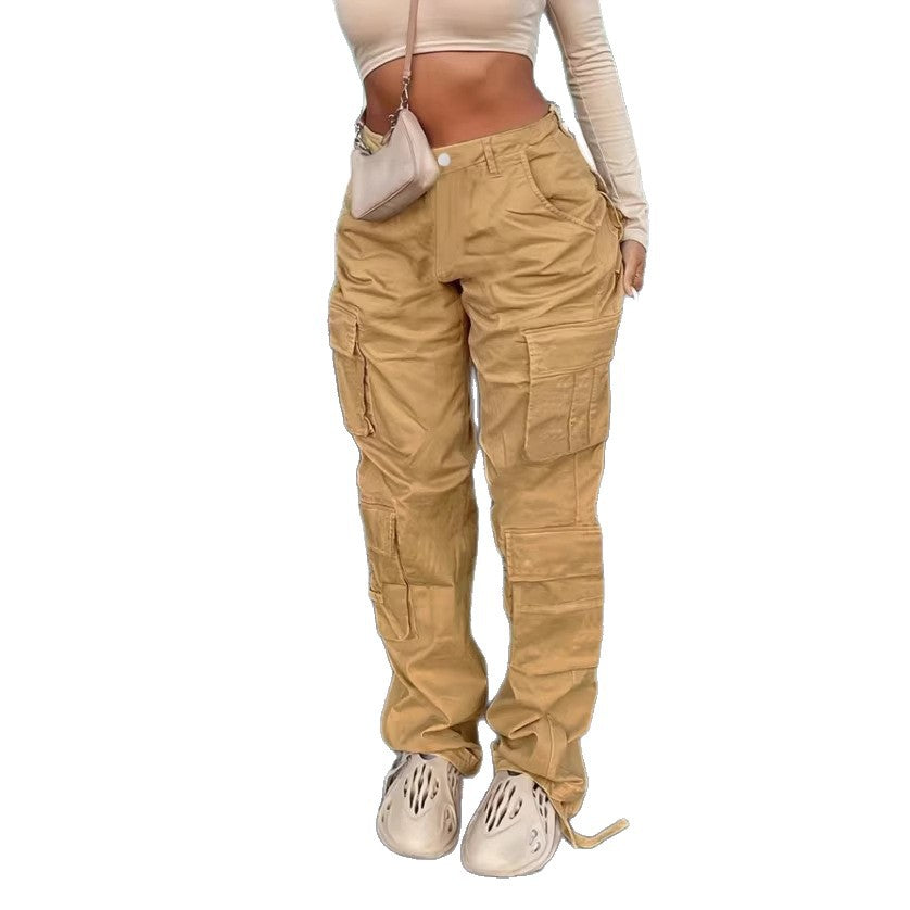 Women Cargo Pants in Relaxed Wide-Leg with Multiple Pockets and Reinforced Seams Chichicherry