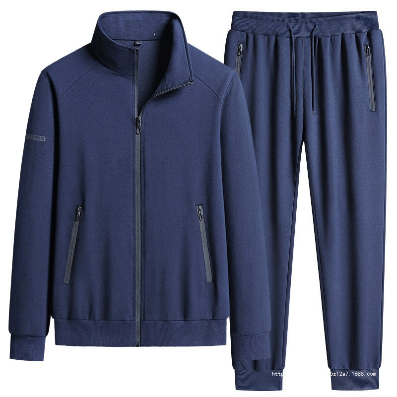 Men's Sporty Softshell Training Suit Set with Fleece-Lined Jacket and Tapered Jogging Pants Chichicherry