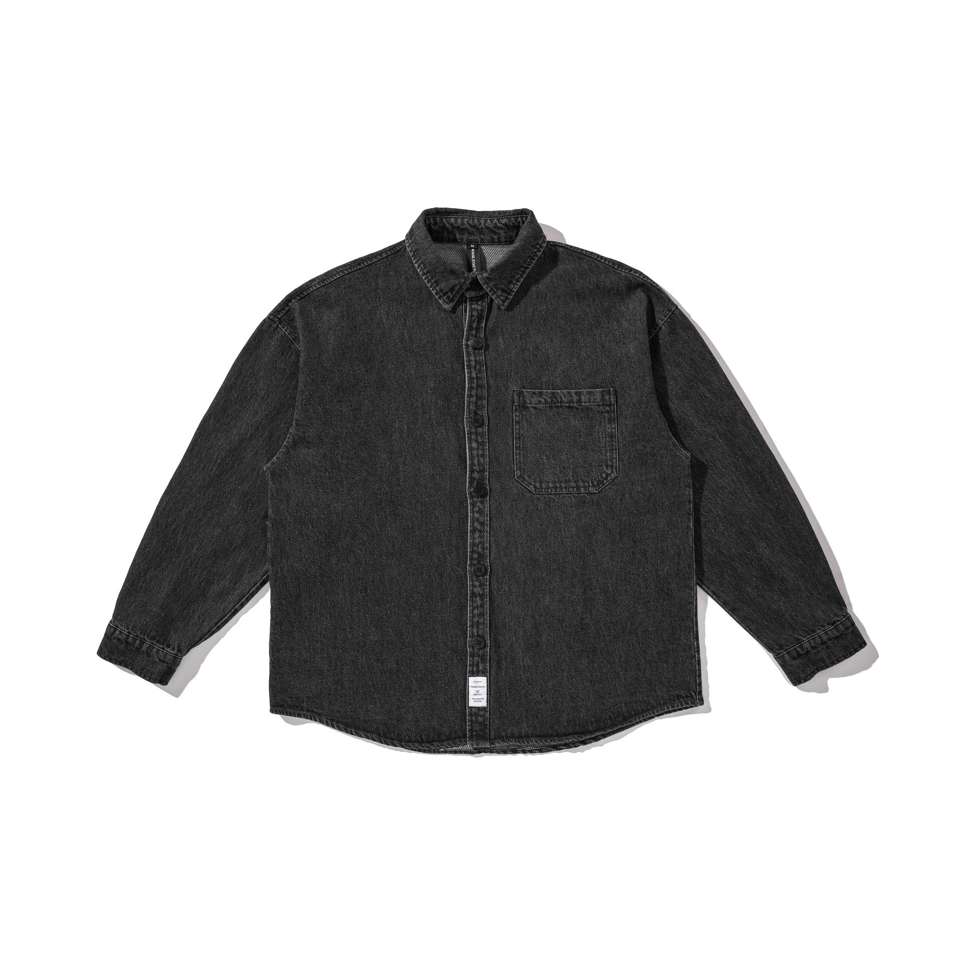 Men's overshirt made of washed denim with rounded hem Chichicherry