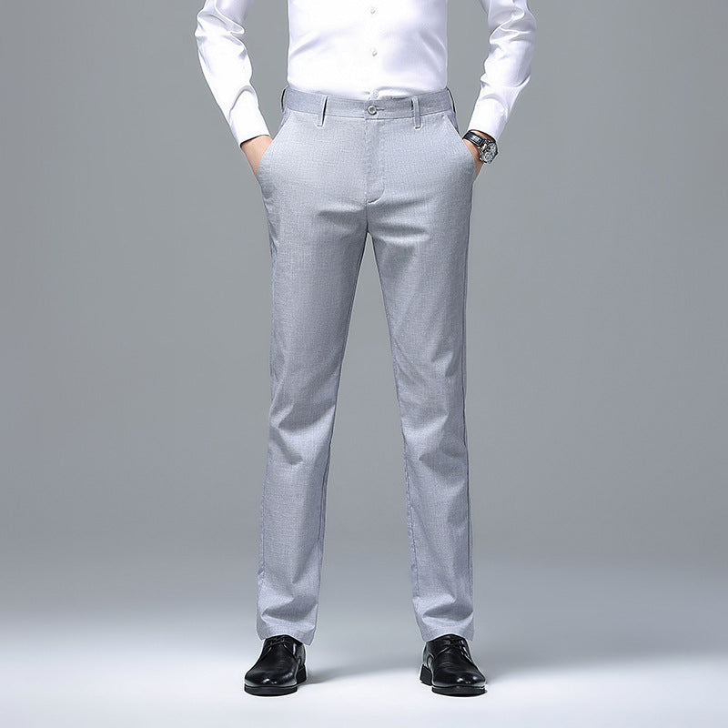 Men's Slim Chino Business Pants with Crease and Light Stretch Chichicherry