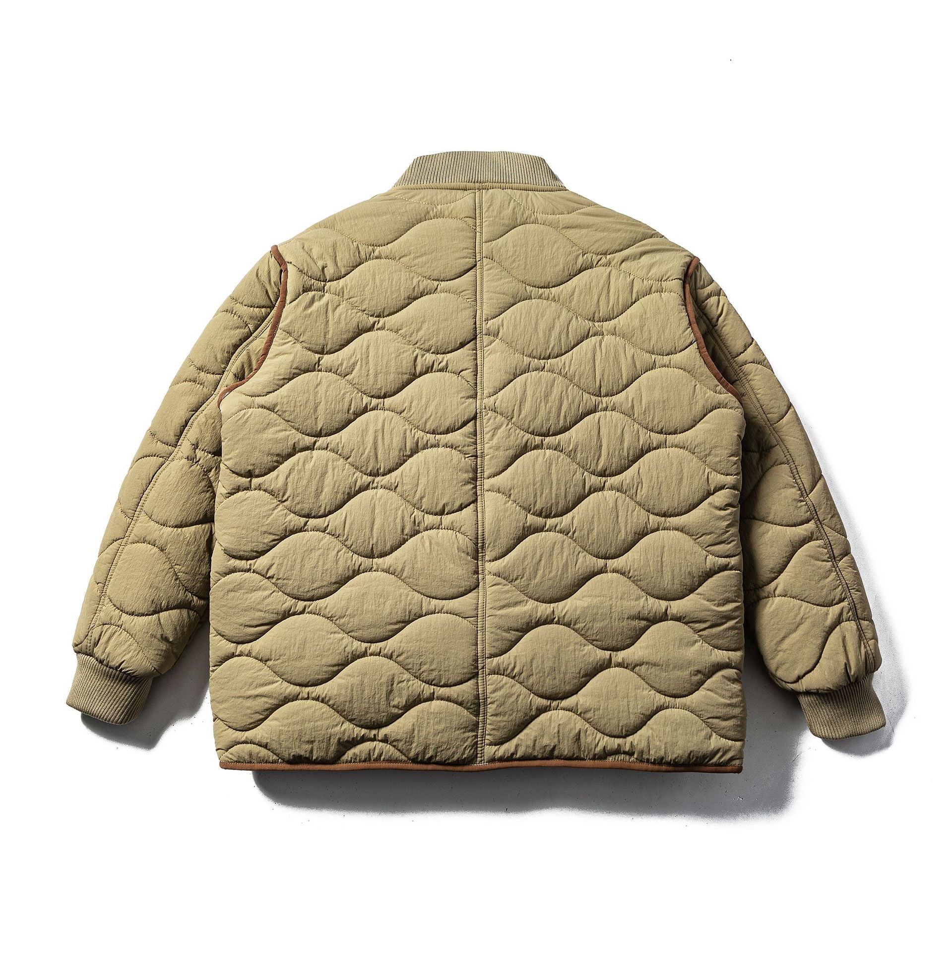 Men's Quilted Boxy Blouson with Wave Quilting and Leather Piping Chichicherry