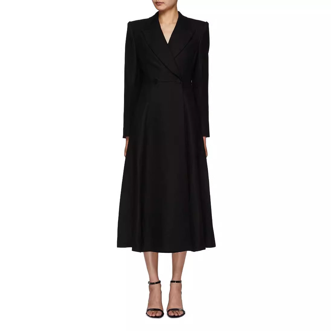 Ladies longer tailored blazer coat with maxi length and structured shoulders Chichicherry