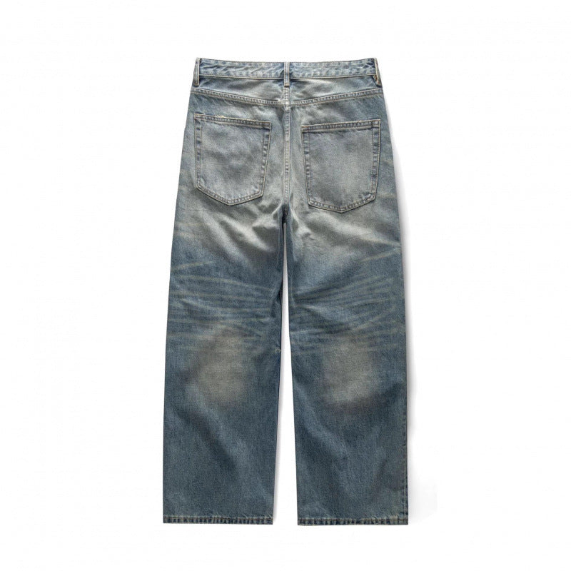 Women's Loose-Fit Straight-Leg Jeans with High Waist and Vintage Wash Chichicherry