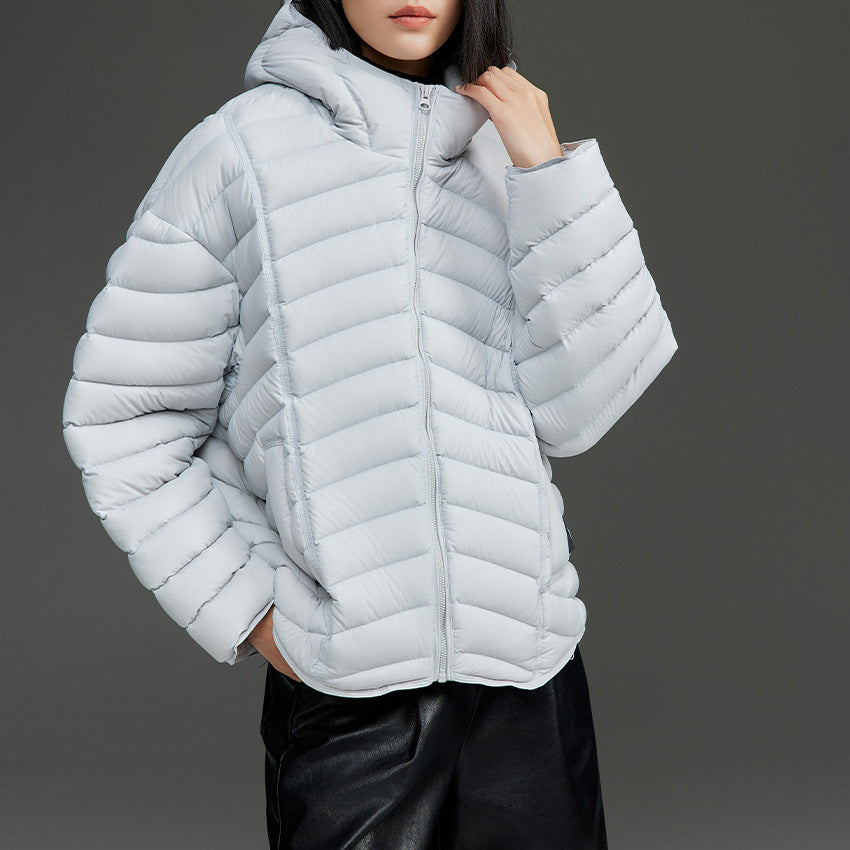 Women's Ultra-light Quilted Down Jacket with Hood and Windproof Outer Shell Chichicherry
