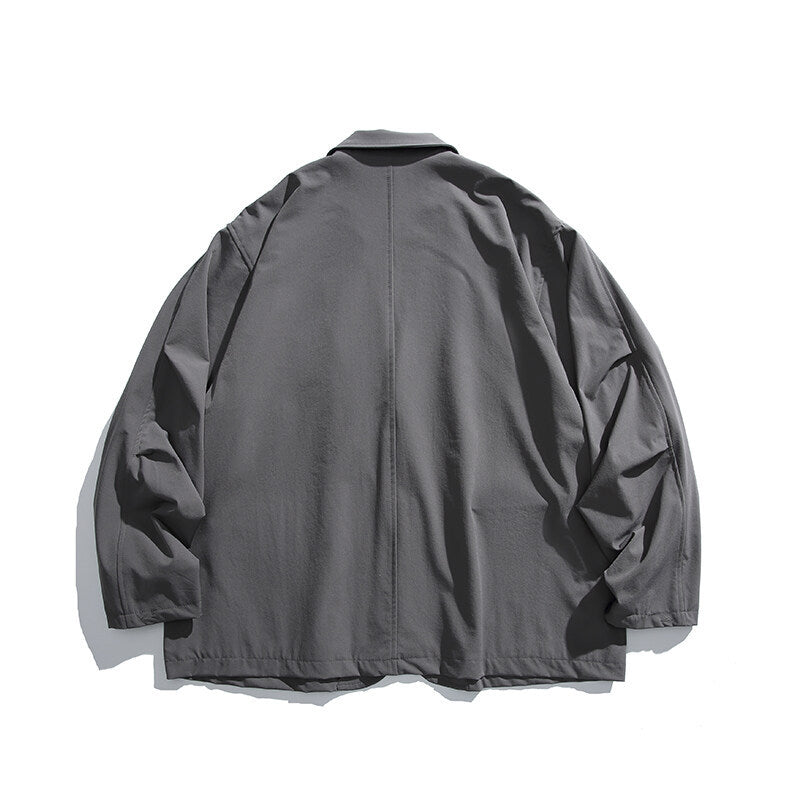 Men's Oversized Utility Blazer with Multifunctional Pockets Chichicherry