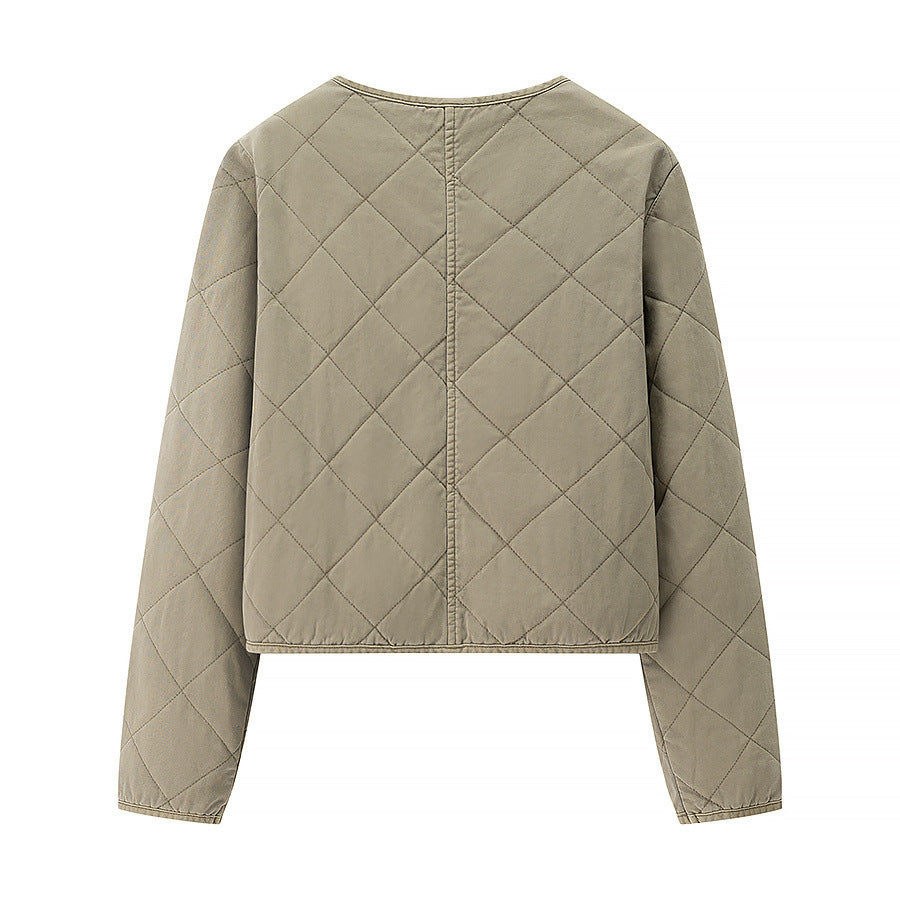 Women’s short quilted jacket with diamond quilting, full zip and integrated pockets Chichicherry