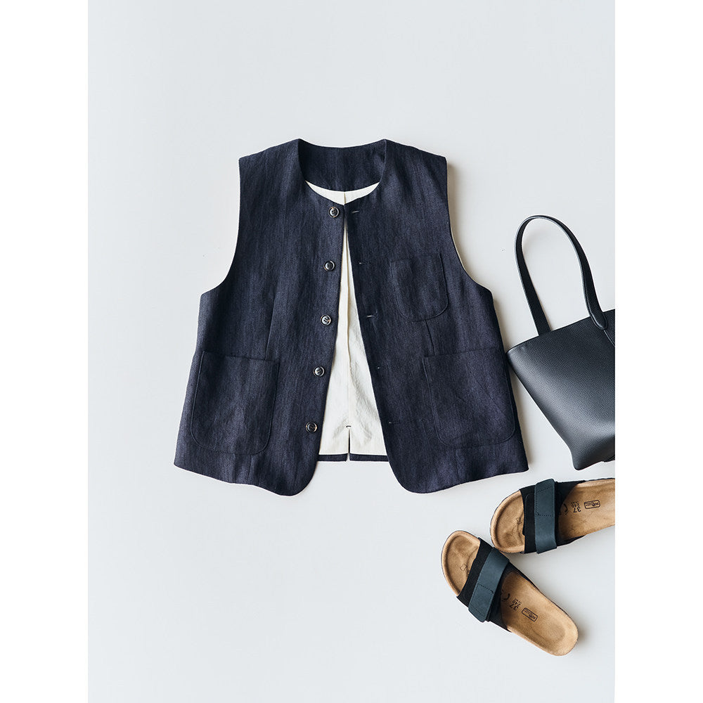 Ladies Elegant Linen Vest Drune