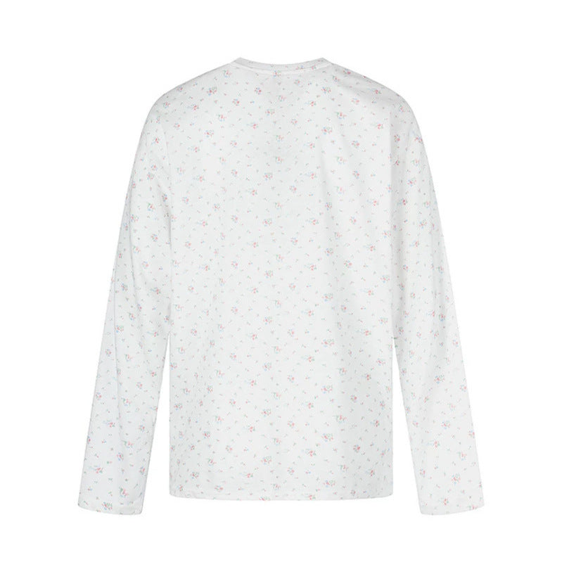 Women's long-sleeve shirt with delicate floral print and round neckline Chichicherry