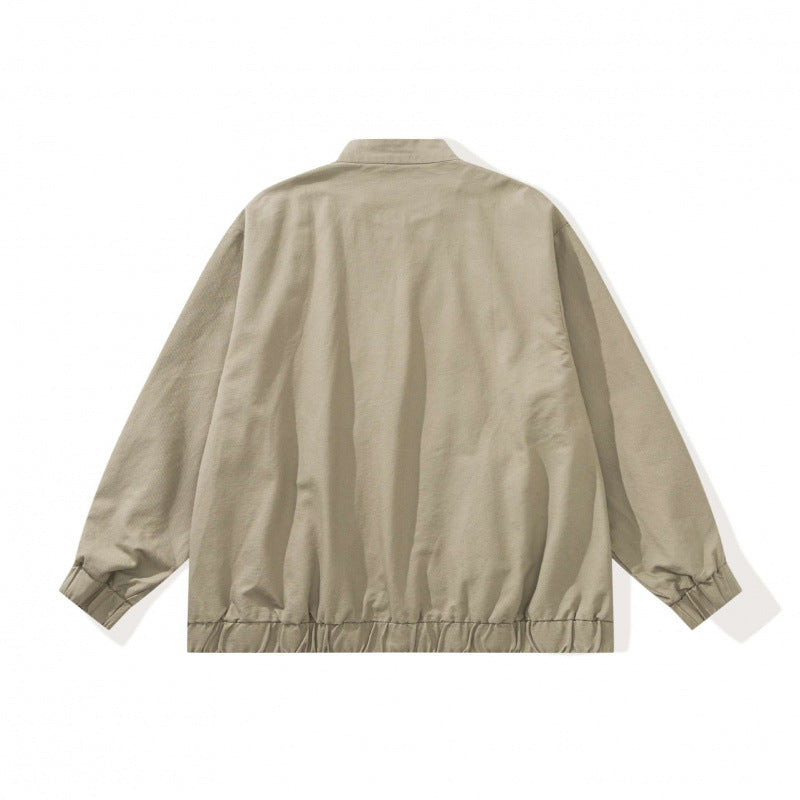 Unisex Boxige lightweight bomber jacket made of cotton blend with stand-up collar, zipper and drawstring hem Chichicherry