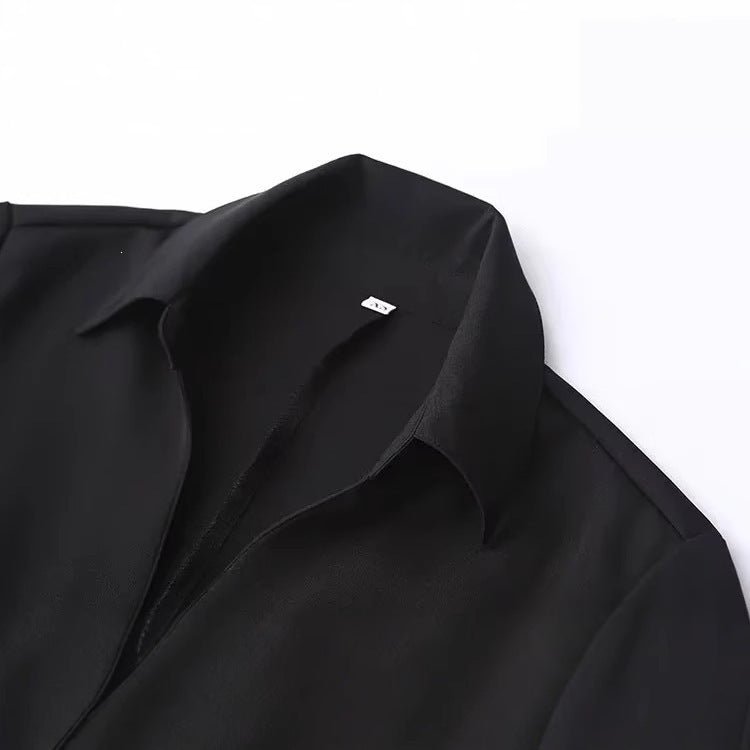 Women Elegant tailored shirt blouse with fine button placket and pointed collar Chichicherry