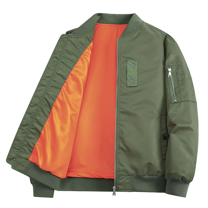 Men's Lightweight Flight Bomber Jacket with Water-Repellent Shell and Contrast Lining Chichicherry