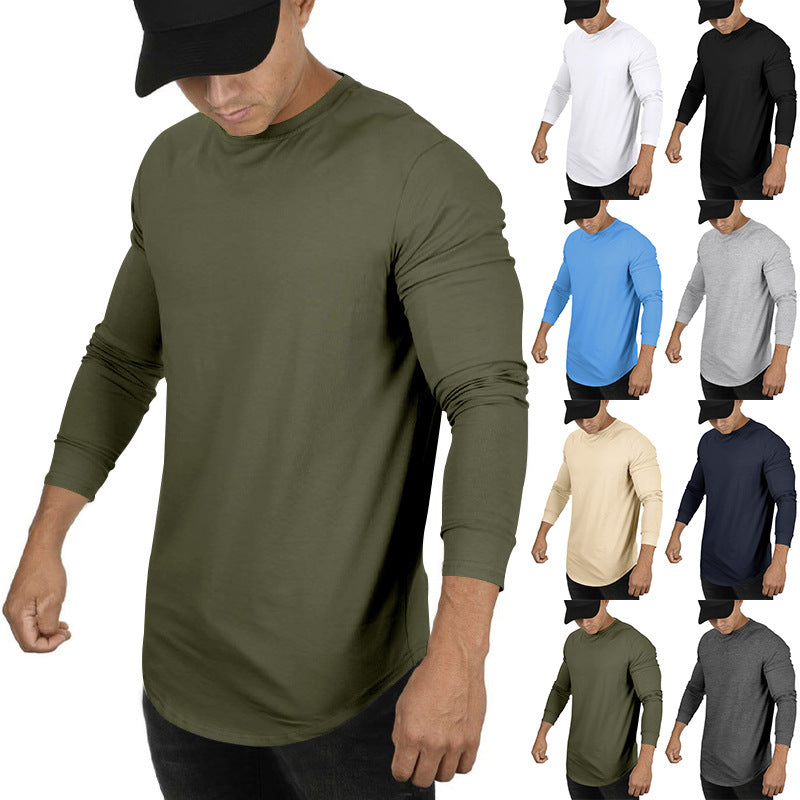 Men's long-sleeve shirt with extended round hem and slim fit made of elastic functional jersey Chichicherry