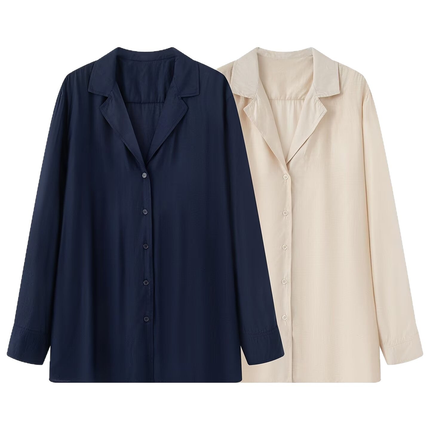 Women's Oversize Blouse with Lapel Collar and Full Button Placket Chichicherry