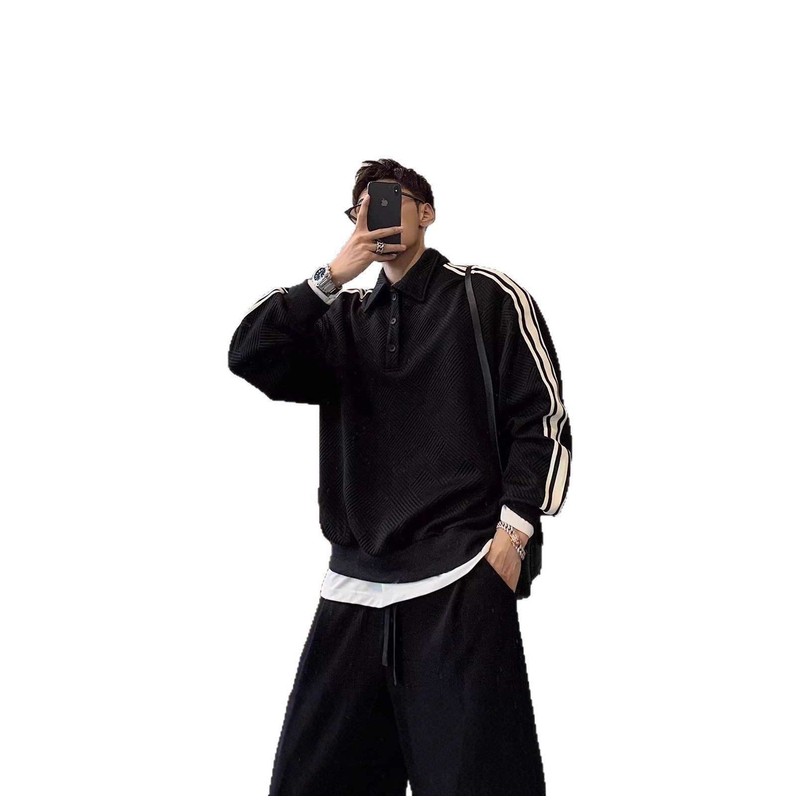 Men's Urban Polo Shirt with Textured Design Chichicherry