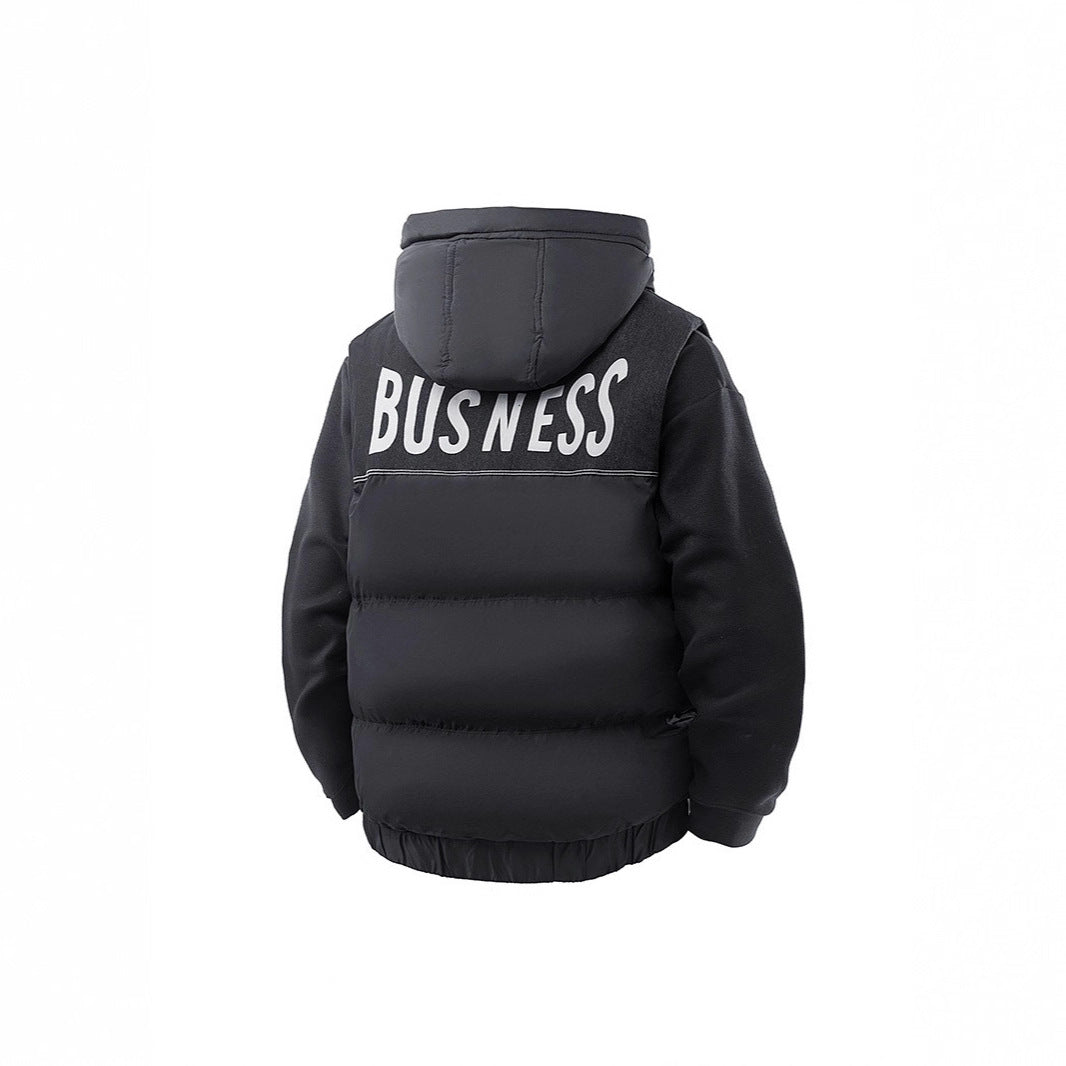 Men's Quilted Outdoor Vest with Hood, Cargo Pockets and Adjustable Hem Chichicherry
