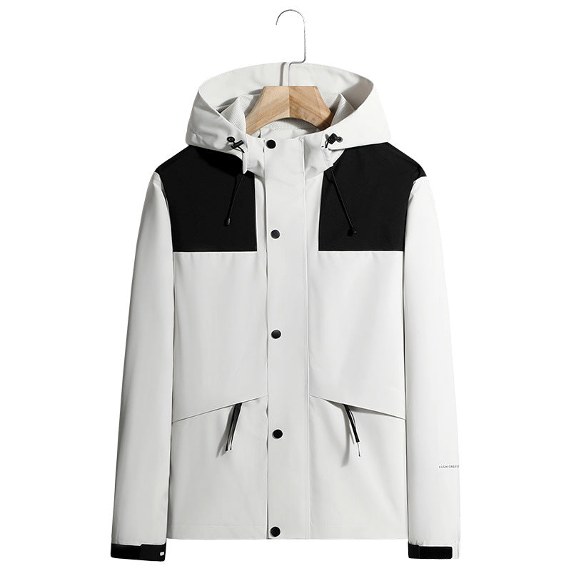 Men's Lightweight Water-Repellent Hooded Softshell Jacket with Concealed Press Stud Placket and Drawstring Chichicherry