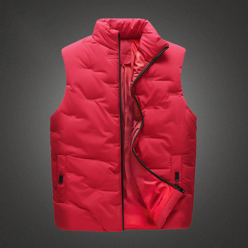 Men's Lightweight Thermal Quilted Vest with High Collar, Windproof Microfiber Shell, and Concealed Zipper Pockets Chichicherry