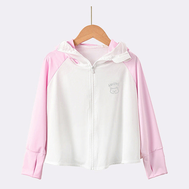 Girls transition jacket with hood and cute animal motif Chichicherry