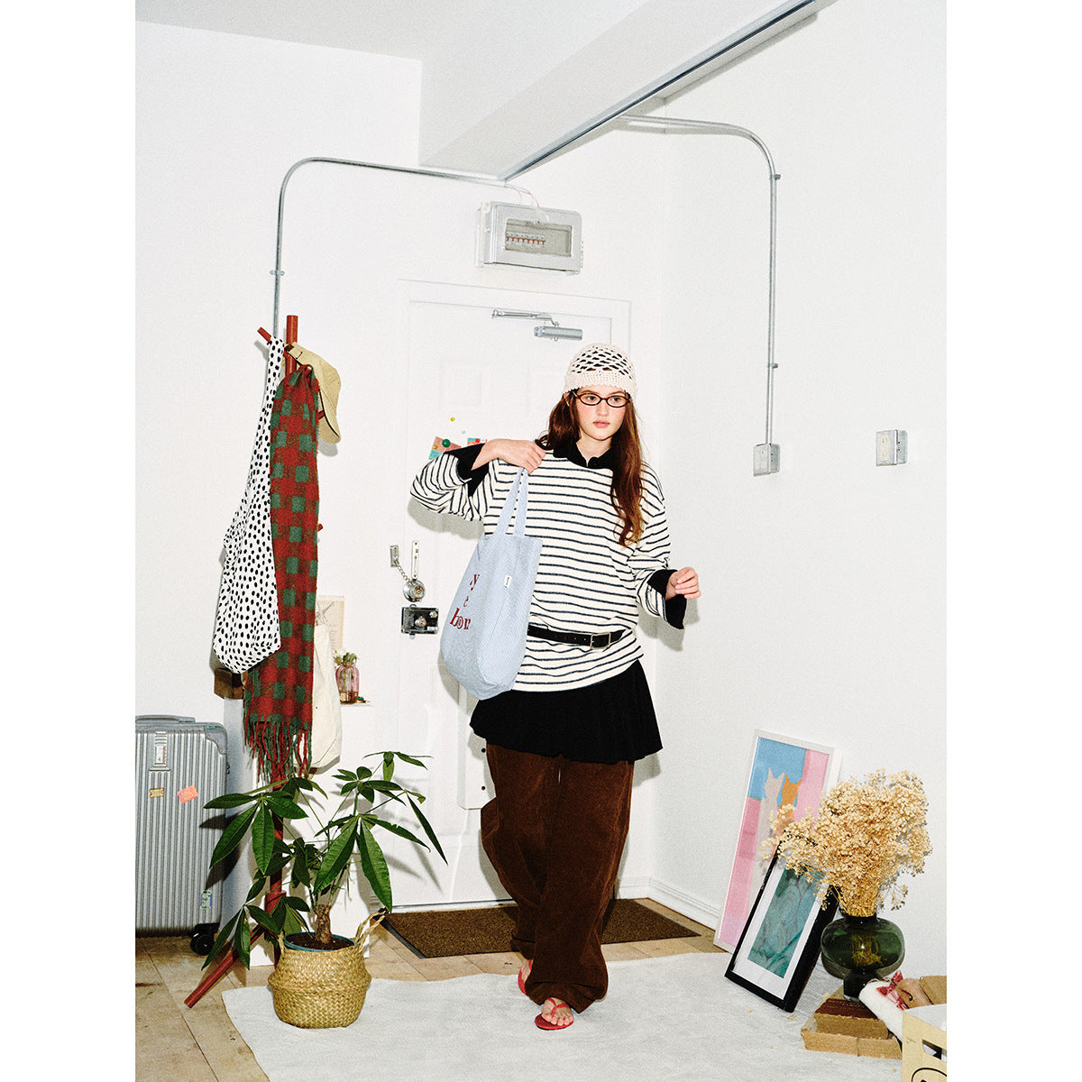 Unisex Striped Long Sleeve Shirt made of lightweight cotton blend with a straight cut Chichicherry