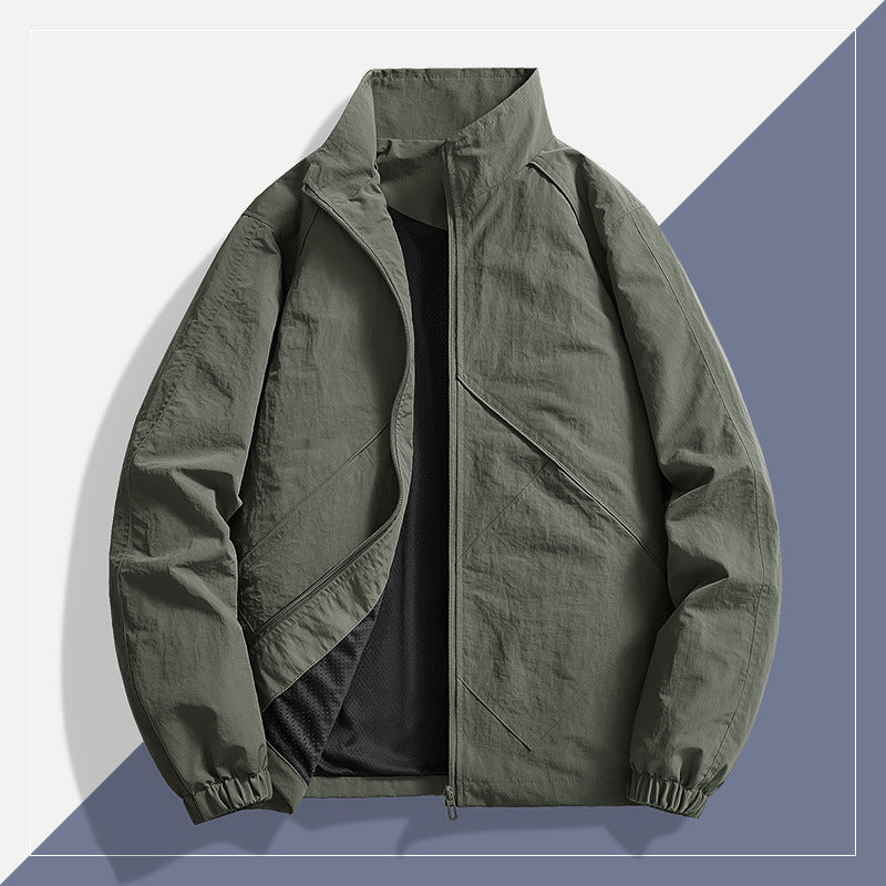 Men's Lightweight Technical Windbreaker with Mesh Lining, Stand Collar and Elastic Cuffs Chichicherry