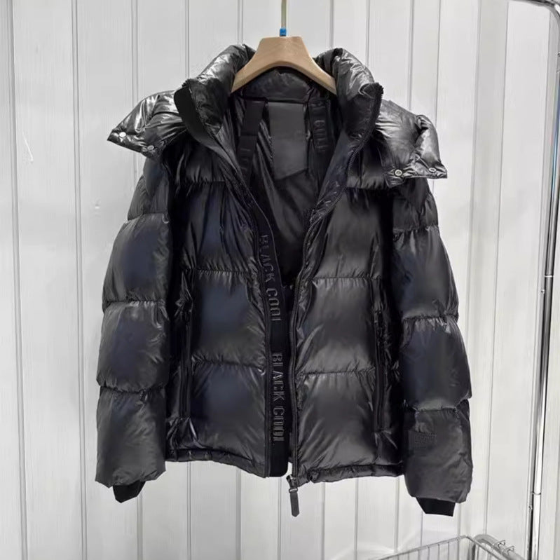 Women's padded quilted jacket with detachable hood, high collar and two-way zipper Chichicherry