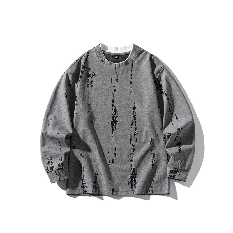 Unisex Oversize-Long Sleeve Shirt with Tie-Dye and Destroyed Effect Chichicherry