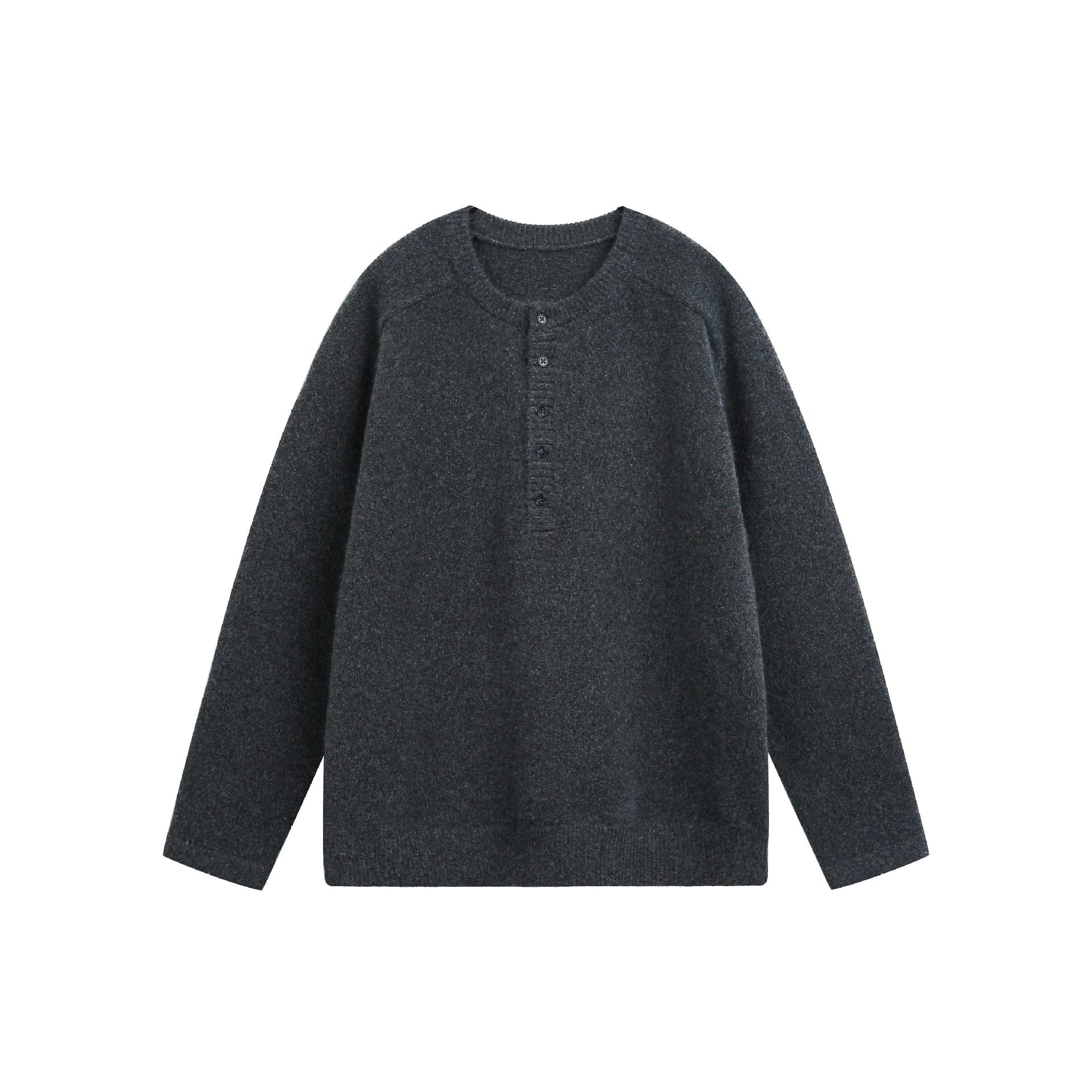 Women's chunky knit Henley pullover in oversized cut with button placket Chichicherry