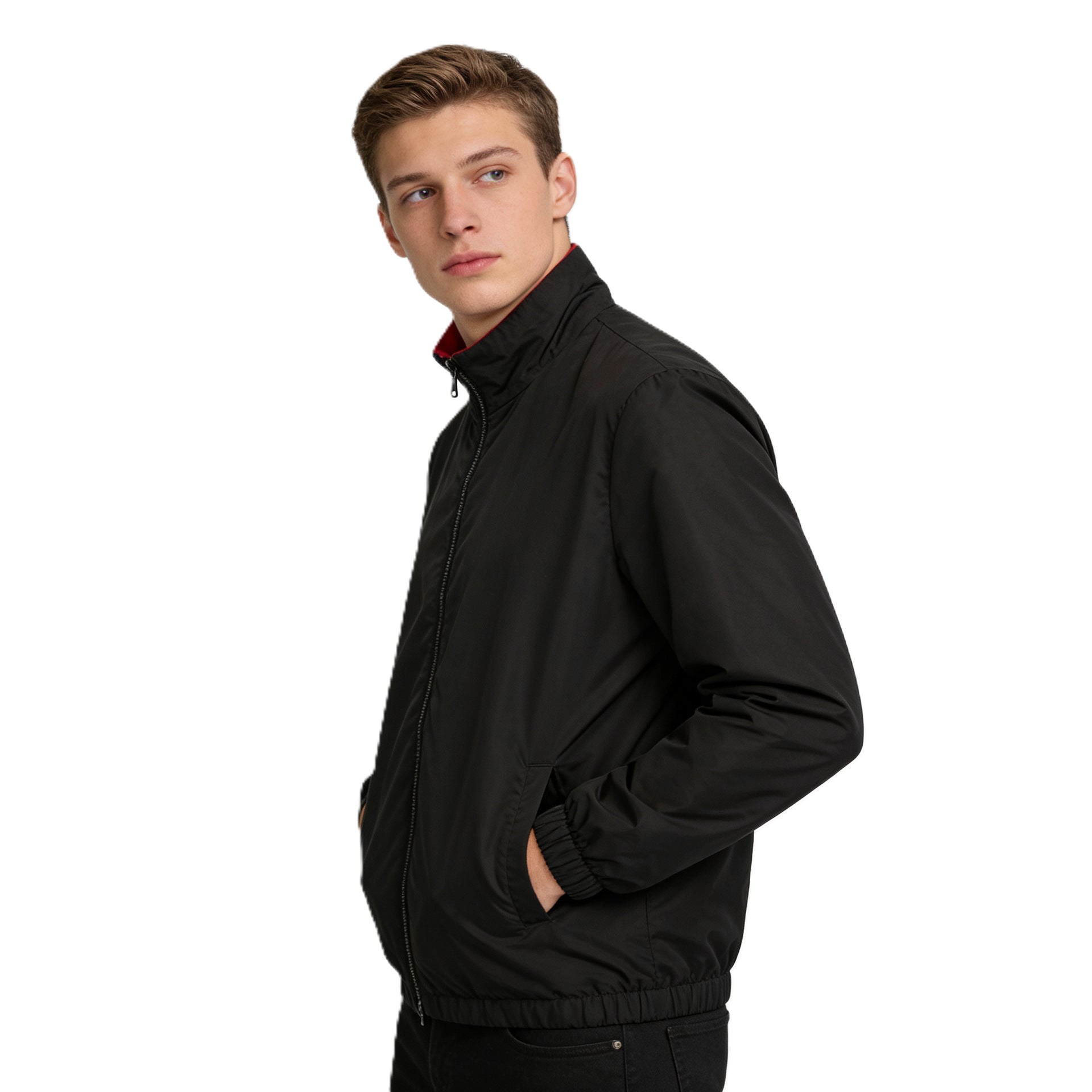 Men's Lightweight Packable Windbreaker Jacket with Two-Way Zipper Chichicherry