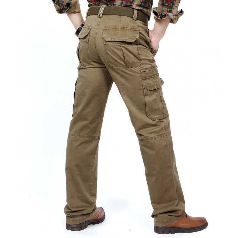 Men's Robust Elastic Canvas Cargo Pants with Reinforced Knee Areas and Multi-Pockets Chichicherry