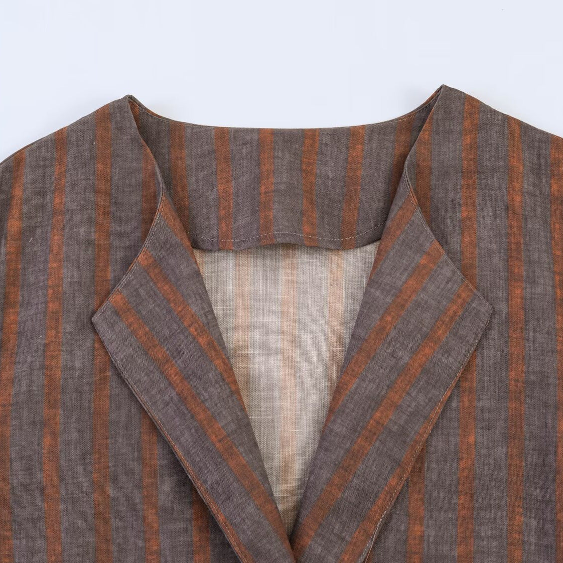 Women's Striped Linen Kimono with Ties Chichicherry