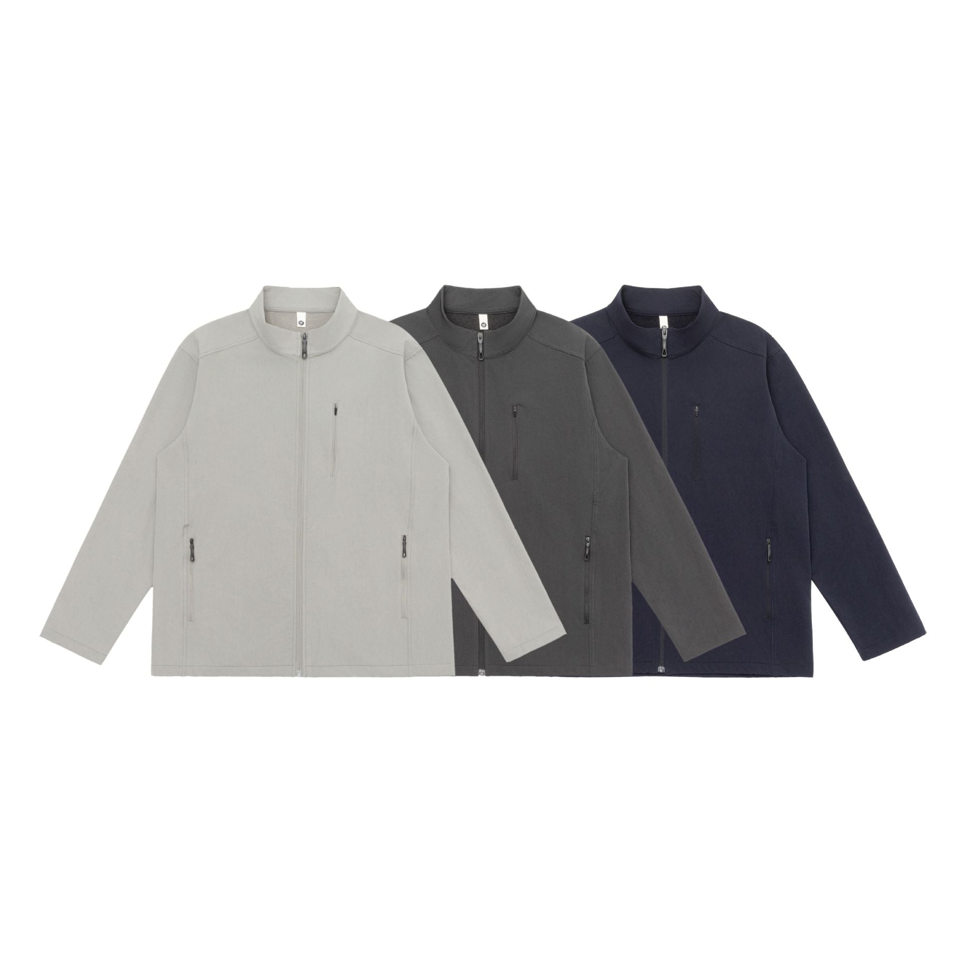Unisex Lightweight Softshell Jacket with Stand-up Collar and Zipper Pockets Chichicherry
