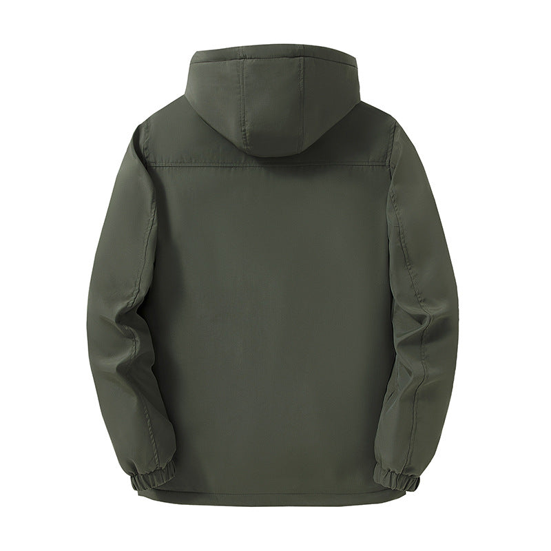 Men's Windproof Fleece-Lined Parka with Hood and Multi-Function Pockets Chichicherry