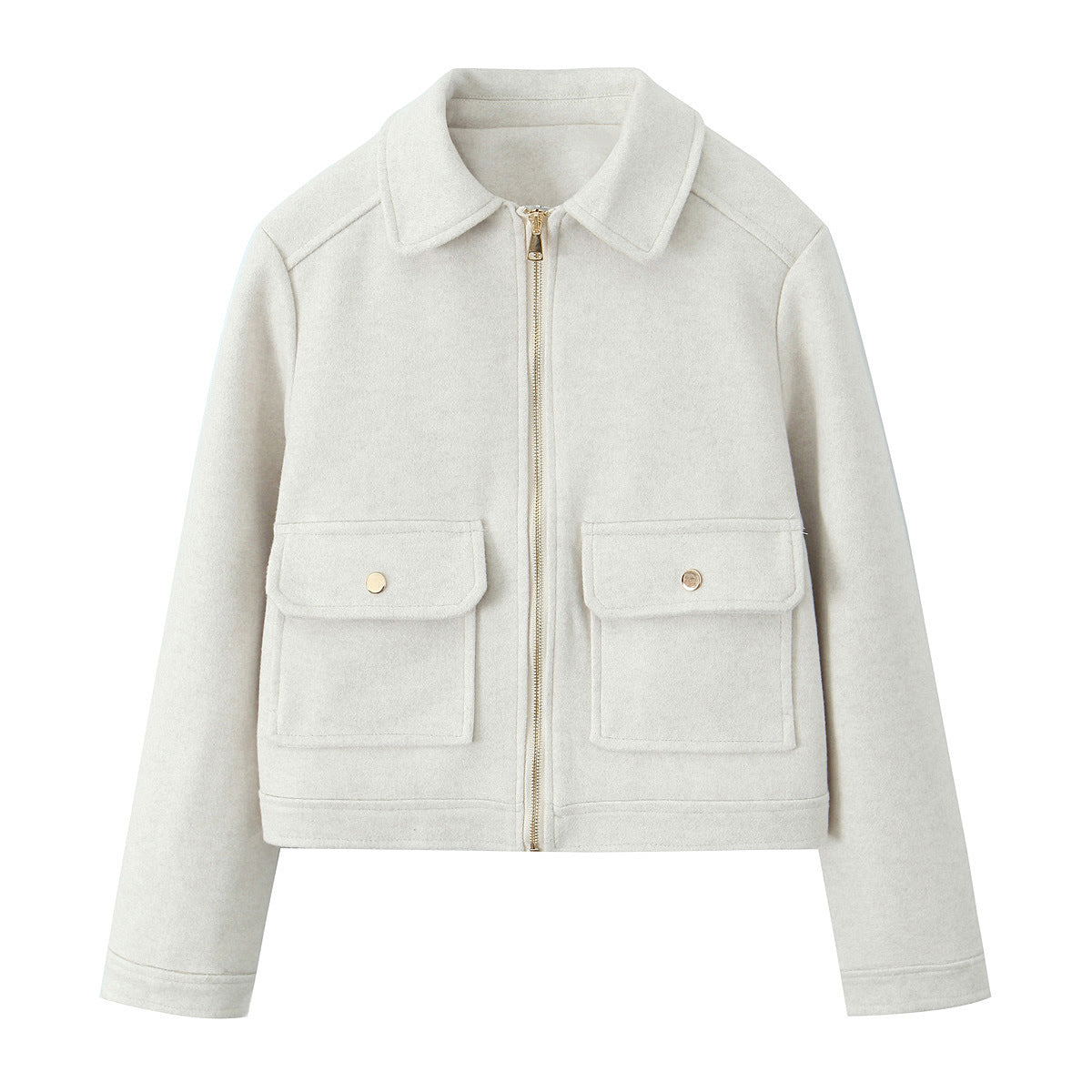 Women's short jacket in boxy cut with zipper, patch pockets and shirt collar Chichicherry
