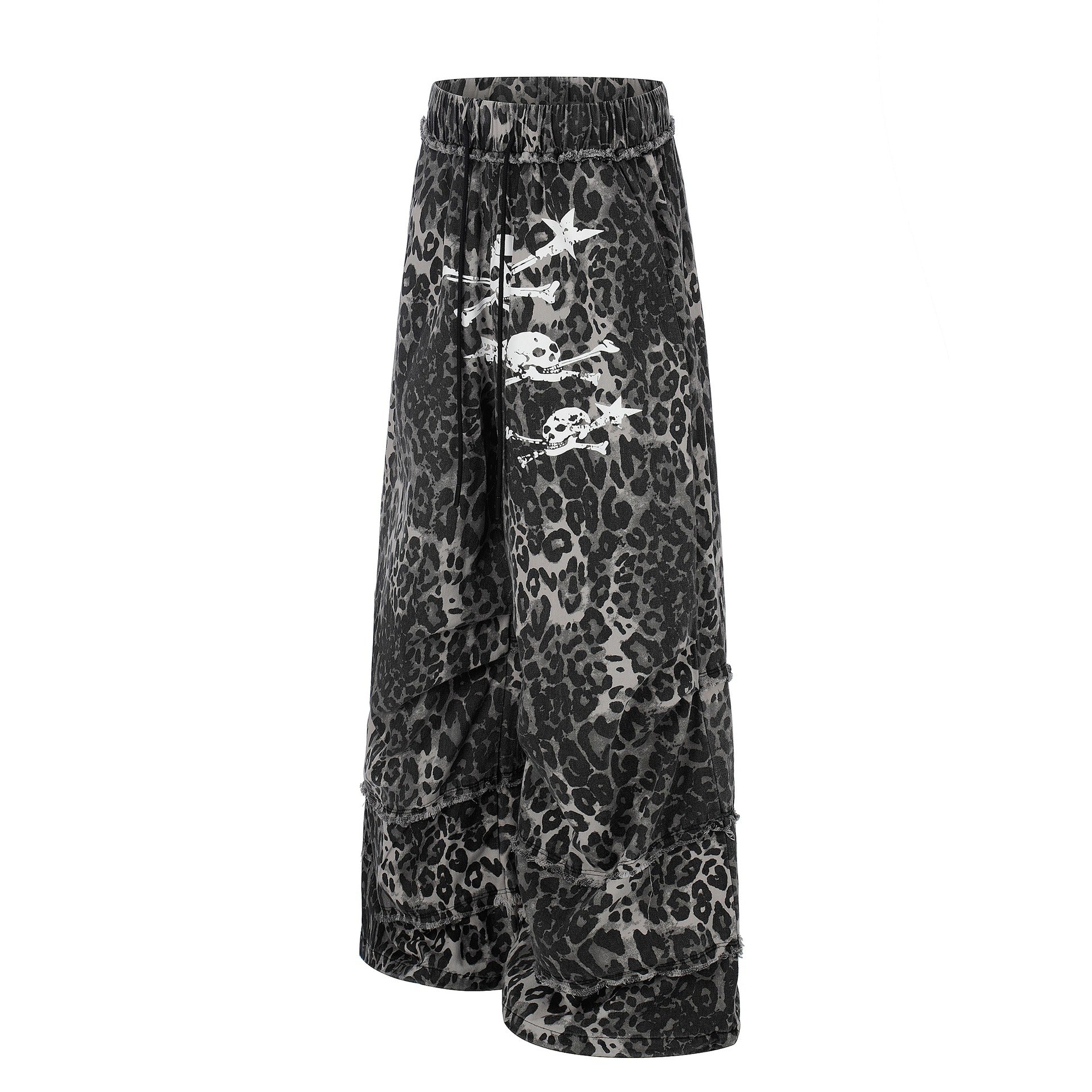 Ladies Wide Cargo Culotte Shorts with Fringed Steps and Skull Print Chichicherry