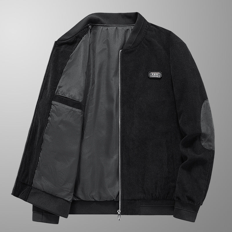 Men's cord bomber jacket with elbow patches and concealed inner pocket Chichicherry