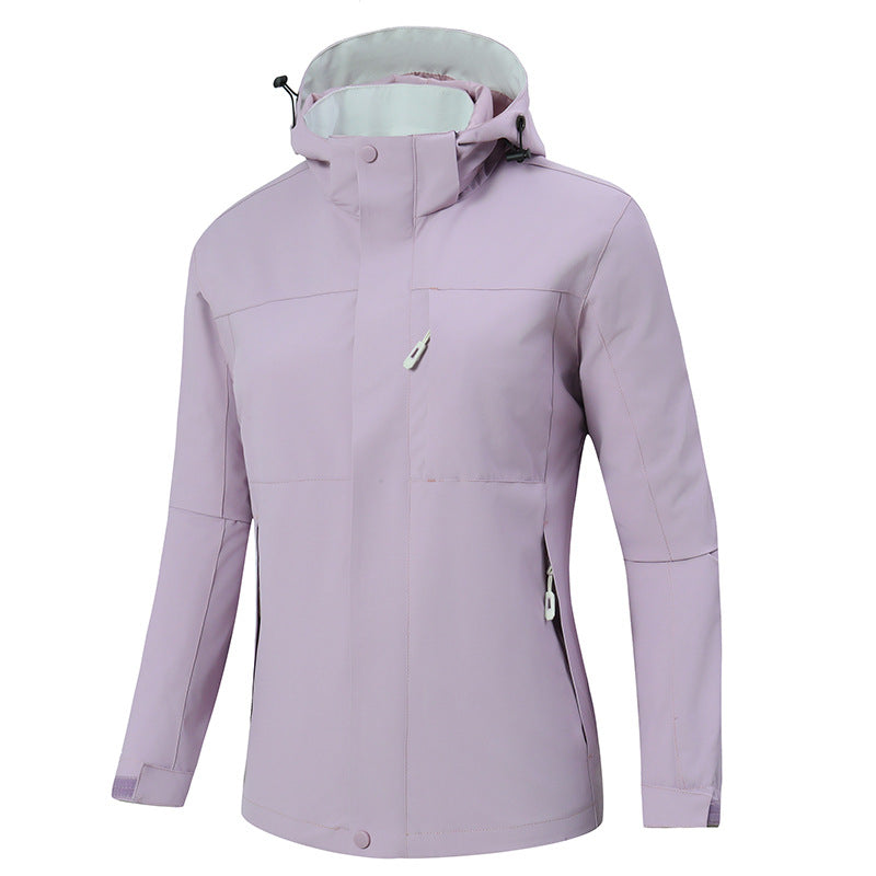 Men's Minimalistic Waterproof Softshell Jacket with Contrast Lining, Adjustable Hood, and Concealed Zippers Chichicherry
