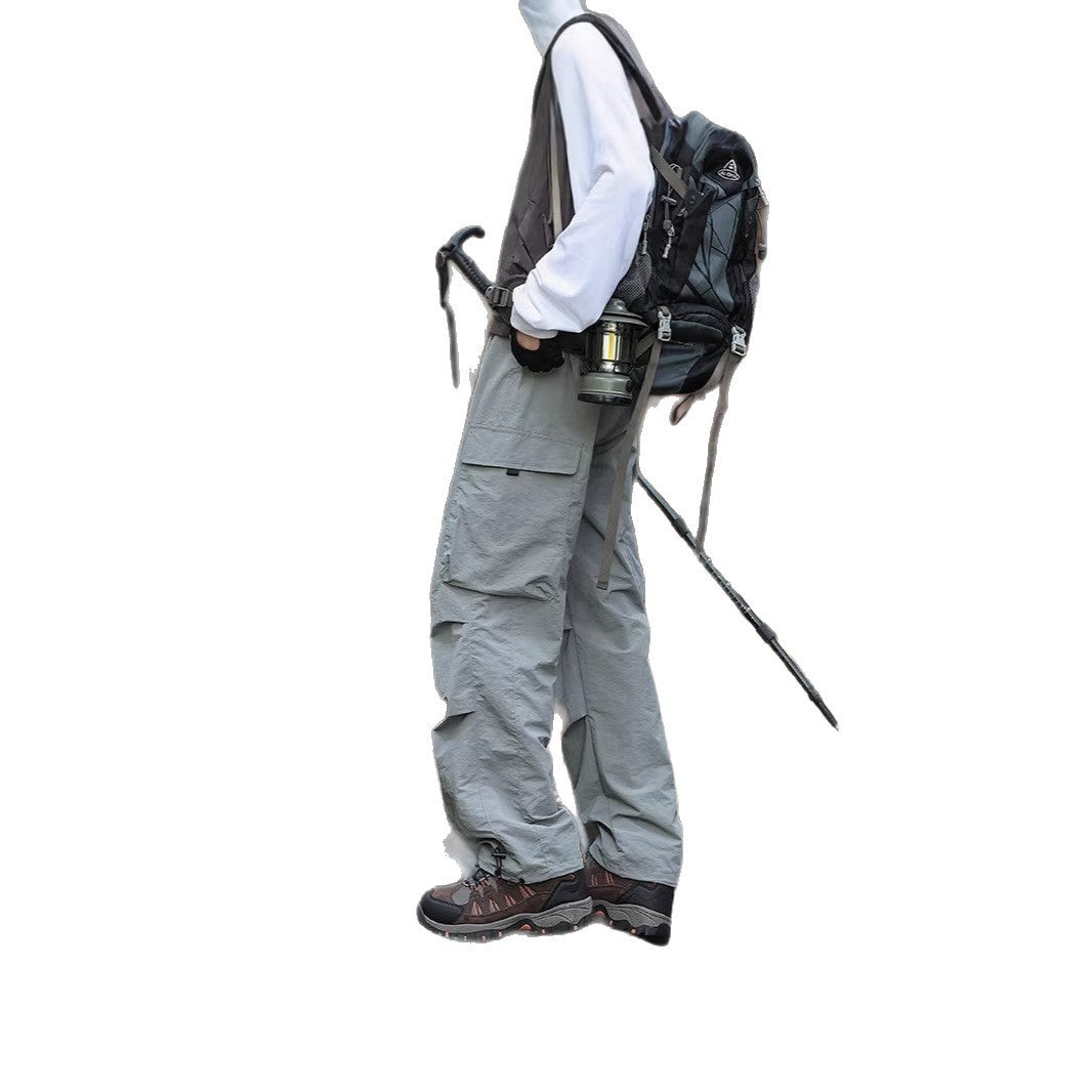 Men's Lightweight Technical Cargo Trekking Pants with Drawstring Waistband, Reinforced Hem Edges, and Adjustable Leg Opening Chichicherry