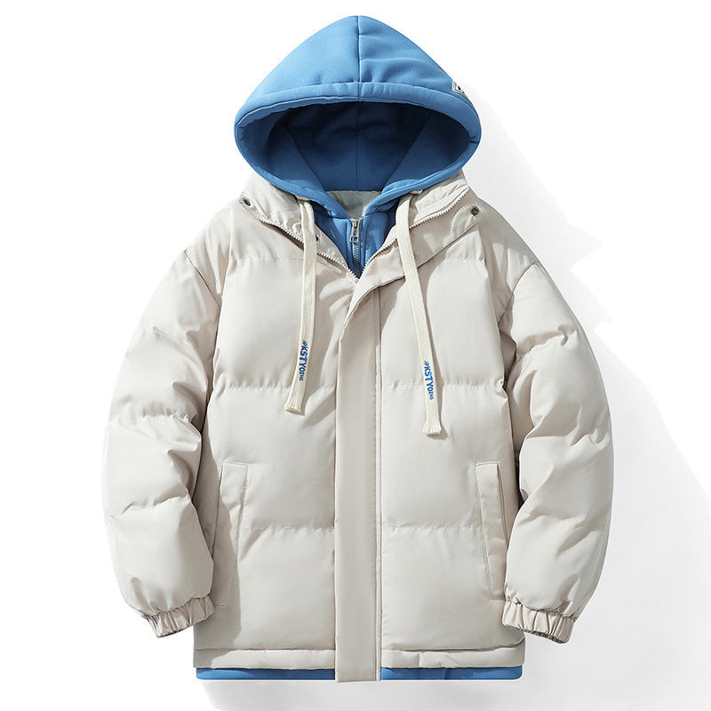 Unisex Padded Hooded Quilted Jacket with Double-Layer Hood and Elastic Cuffs Chichicherry