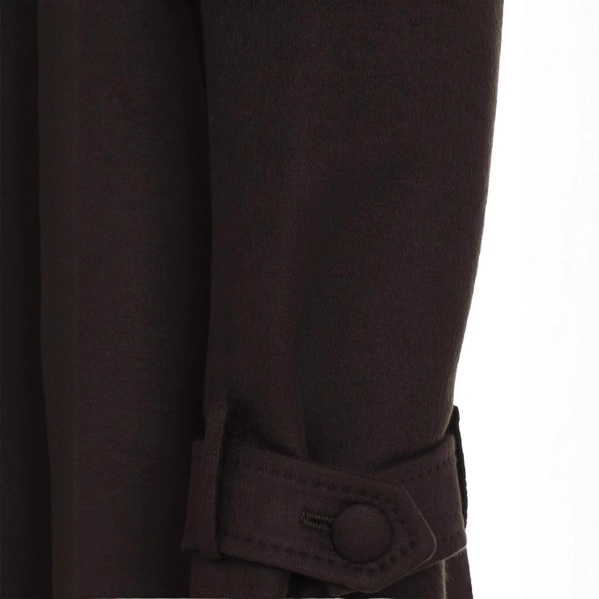 Women's Long Double-Breasted Wool Coat with Shoulder Patches Chichicherry