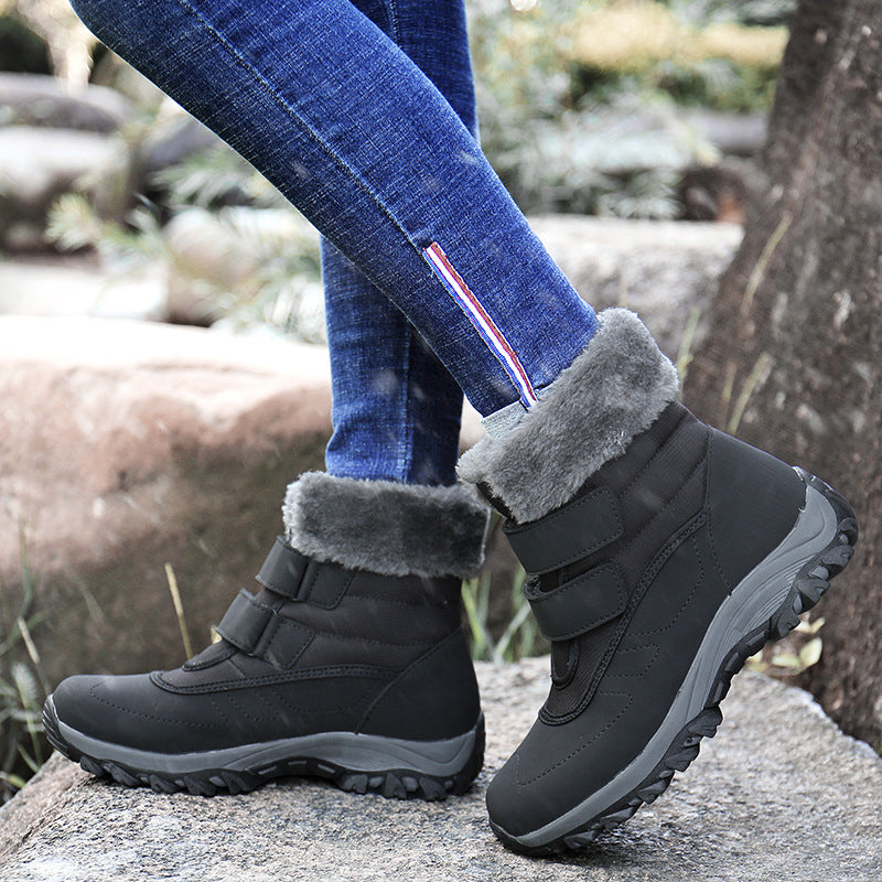 Women's Warm Winter Ankle Boots with Teddy Lining and Velcro Chichicherry