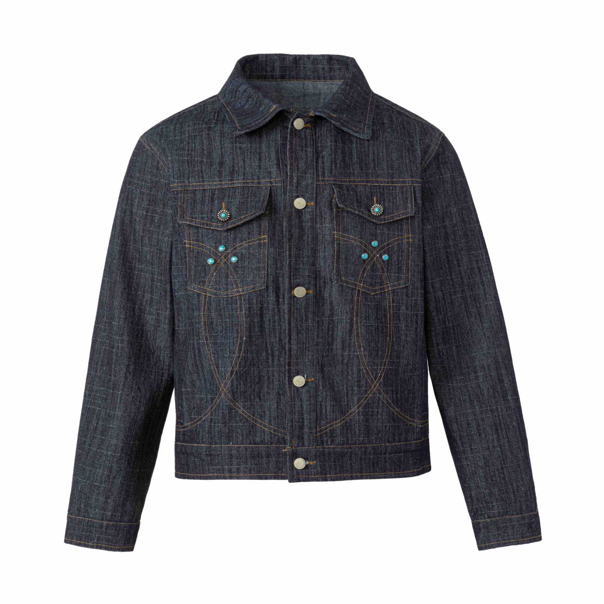 Women's denim jacket with decorative studs and precise decorative seams Chichicherry